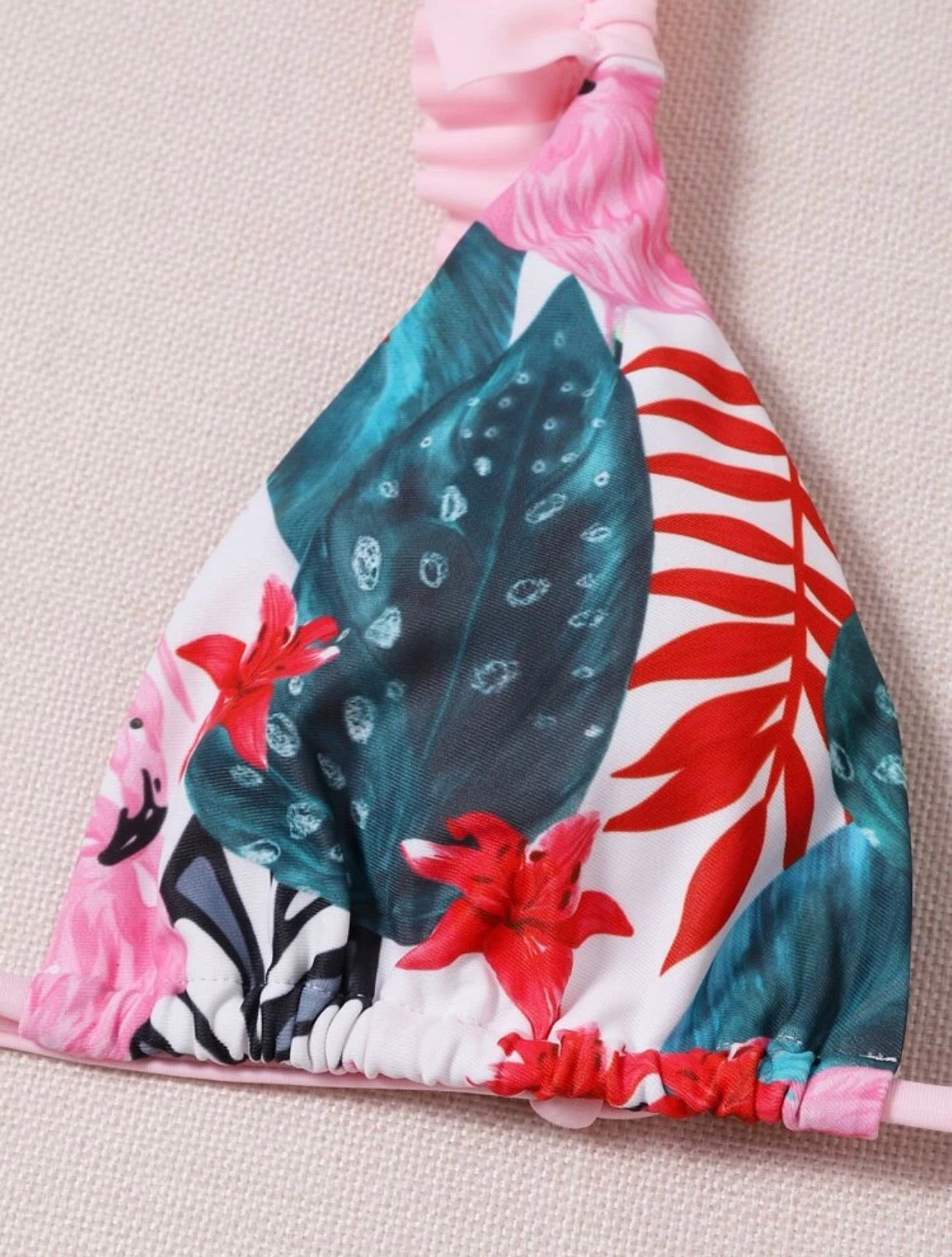 Tropical Ruffle Hem Bikini Swimsuit