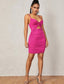 Cut Out Twist Front Ruched Bodycon Slip Dress