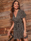 Ditsy Floral Surplice Front Belted Dress