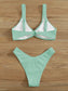 Rib Twist Front High Cut Bikini Swimsuit
