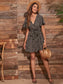 Ditsy Floral Surplice Front Belted Dress