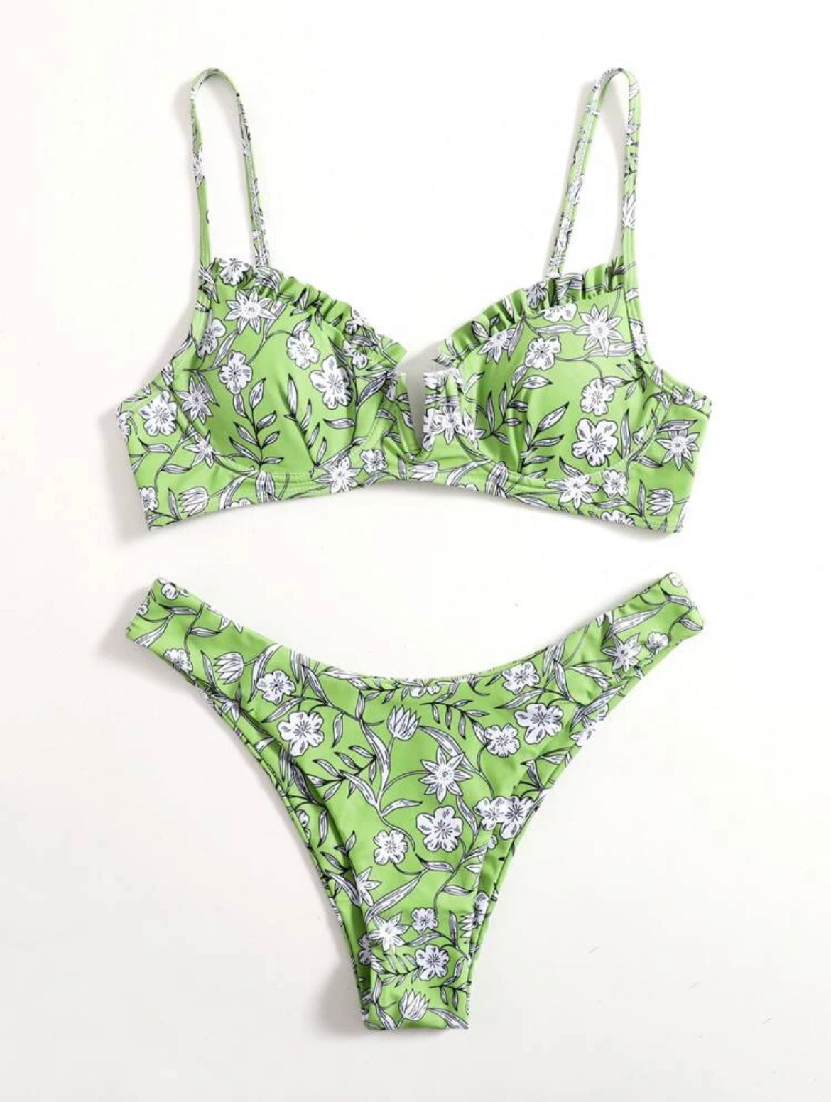 Ditsy Flower V Wired High Cut Bikini Swimsuit