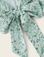 Ditsy Floral Print Frill Trim Tie Front Crop Top